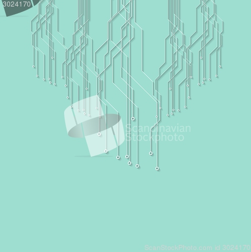 Image of Flat minimal cyan circuit board tech background