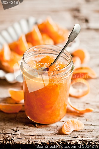 Image of tangerine jam in a glass jar