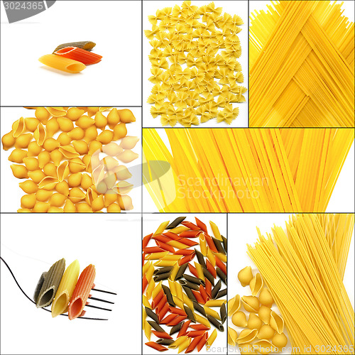 Image of various type of Italian pasta collage