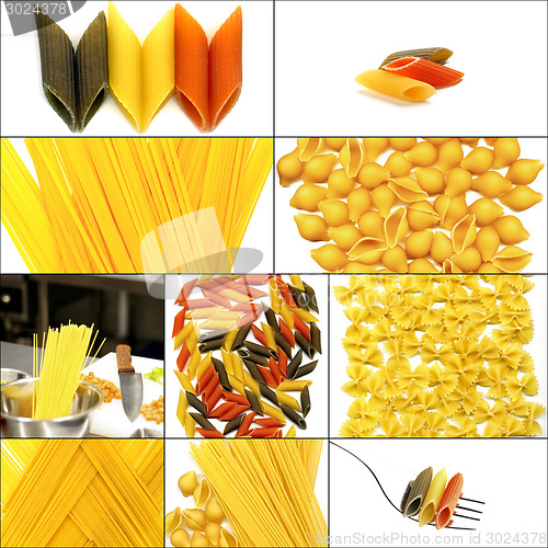 Image of various type of Italian pasta collage