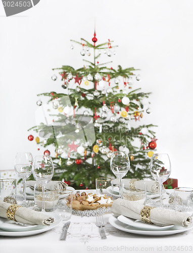 Image of Table setting with Christmas tree