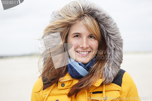 Image of Woman with fluttering hair