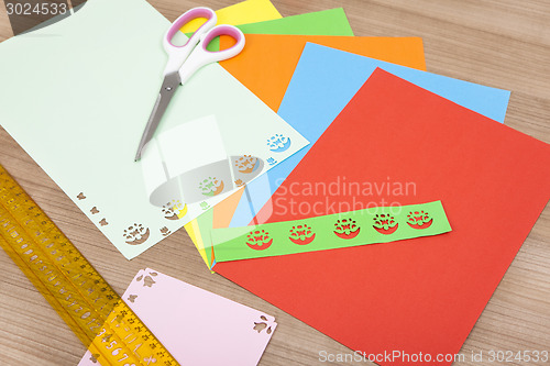 Image of colorful paper with flower