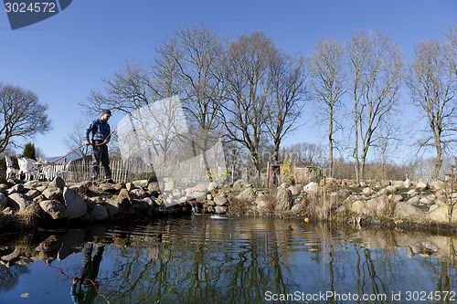 Image of water changes in the garden pond