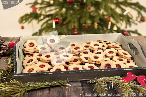 Image of christmas cookies linzer eyes