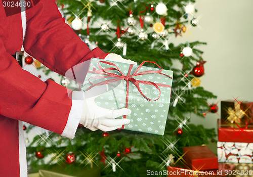 Image of santa claus with gift