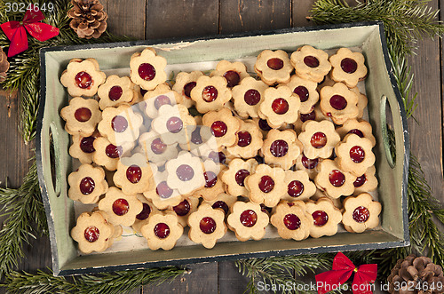 Image of christmas biscuits with jam