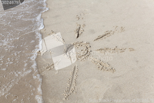 Image of Sun in the sand of the sea