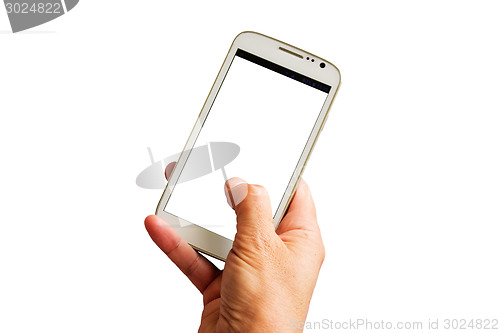 Image of Hand with white smartphone