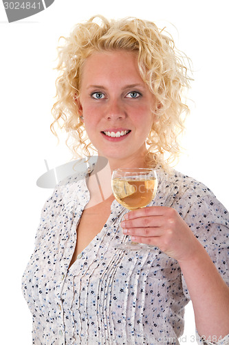 Image of Woman with glass of wine