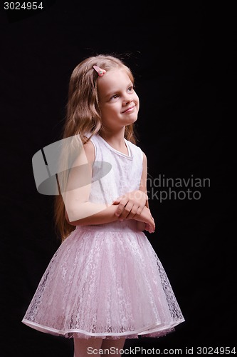 Image of Five-year girl in a beautiful dress white