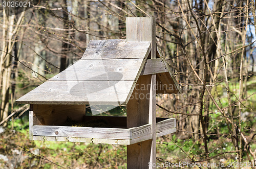 Image of Feeding trough for birds, a close up