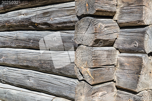 Image of Angle old log home, close up