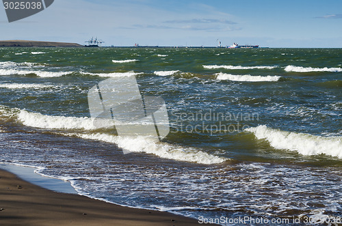 Image of Sea waves lapping on the shore. Baltic Sea.