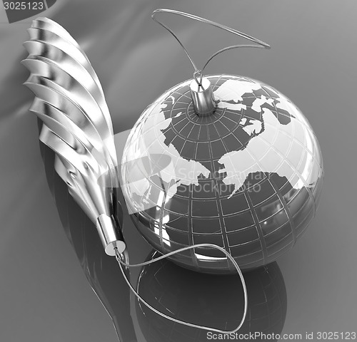 Image of Traditional Christmas toys and toy for earth. Global holiday con