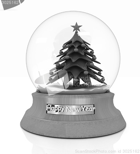 Image of Christmas Snow globe with the falling snow and christmas tree