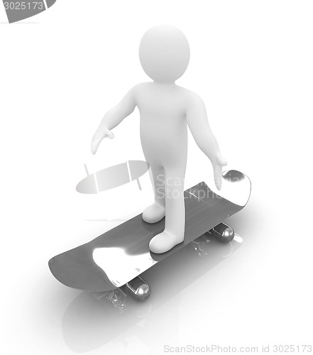 Image of 3d white person with a skate and a cap