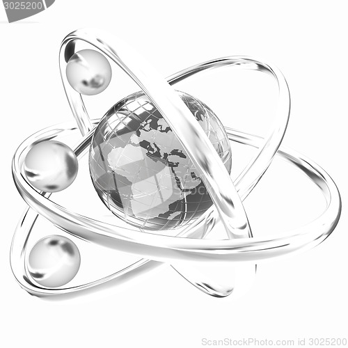 Image of 3d atom. Global concept