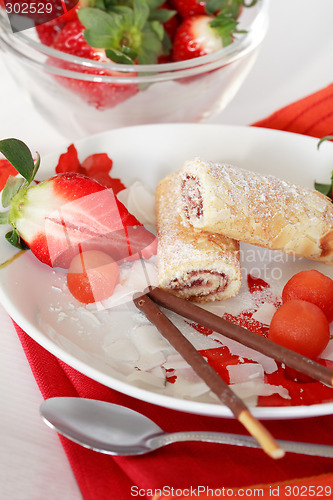 Image of Strawberry biscuits with fruits