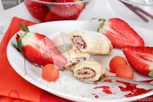 Image of Strawberry biscuits with fruits