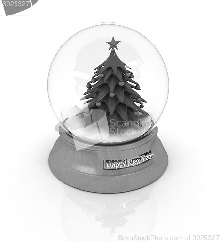 Image of Christmas Snow globe with the falling snow and christmas tree