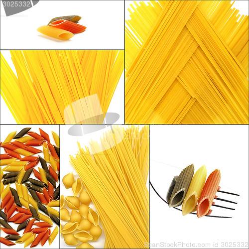 Image of various type of Italian pasta collage