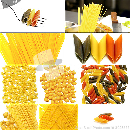 Image of various type of Italian pasta collage