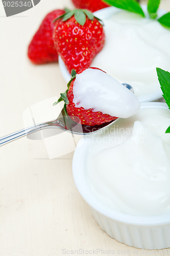 Image of organic Greek yogurt and strawberry