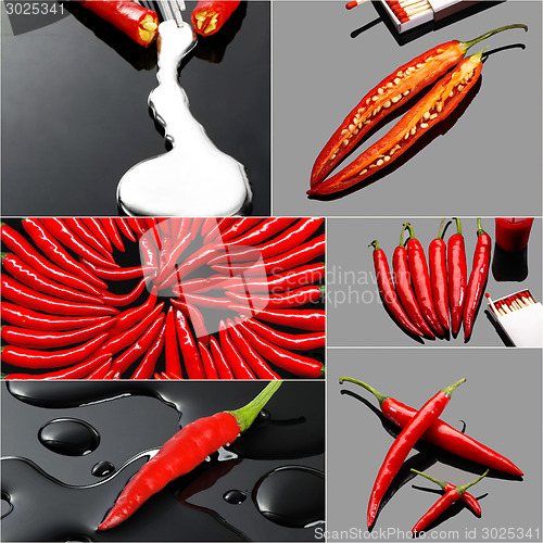 Image of red hot chili peppers collage