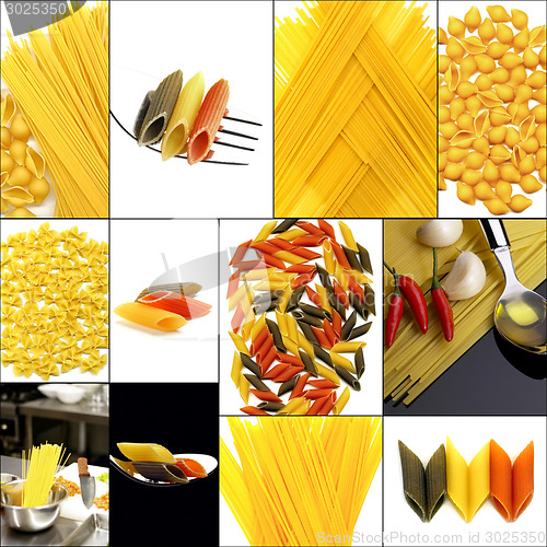 Image of various type of Italian pasta collage