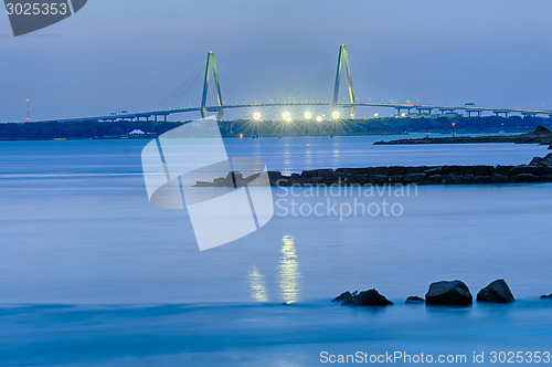 Image of Cooper River Bridge at night Charleston South Carolina