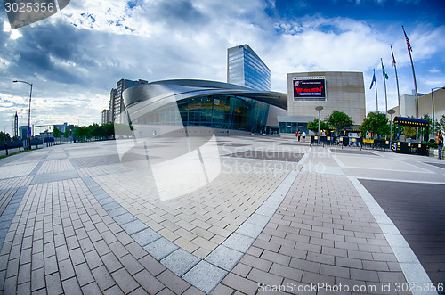 Image of Charlotte, NC - October, 11, 2014 nascar hall of fame plaza in t