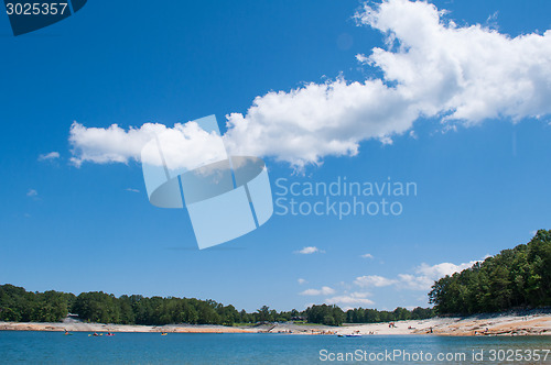 Image of Beautiful Mountain Lake Shoreline on a sunny Day