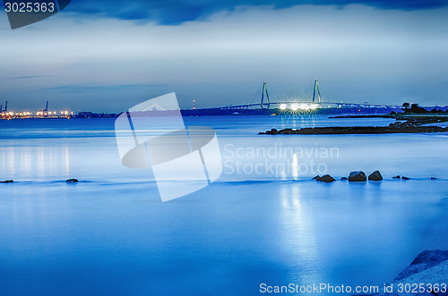 Image of Cooper River Bridge at night Charleston South Carolina