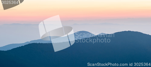 Image of Nice sunset over mountains or north carolina