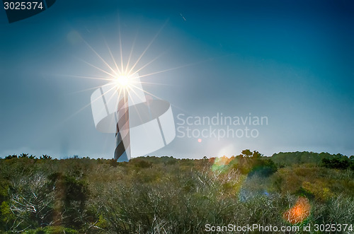 Image of historic cape hatteras lighthouse illuminated at night