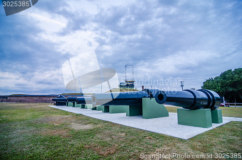 Image of cannons of Fort Moultrie on Sullivan's Island in South Carolina 