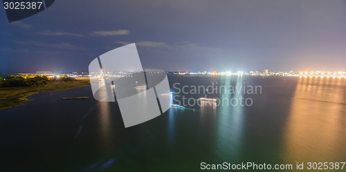 Image of charleston harbour at sunset evening