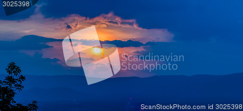 Image of Nice sunset over mountains or north carolina