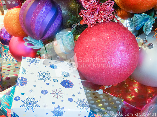 Image of christmas background decorations for holiday season