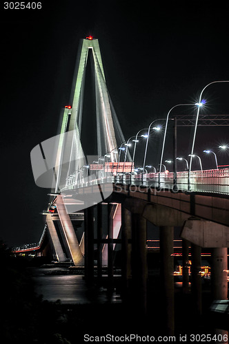 Image of Cooper River Bridge at night Charleston South Carolina