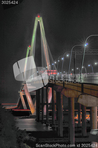 Image of Cooper River Bridge at night Charleston South Carolina
