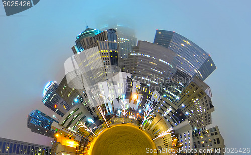 Image of mini planet galaxy of charlotte city skyline nc