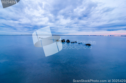 Image of charleston harbour at sunset evening