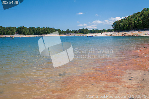 Image of Beautiful Mountain Lake Shoreline on a sunny Day