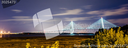 Image of cooper river bridge at night in charleston south carolina