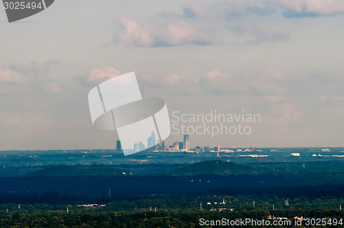 Image of Downtown uptown Charlotte, North Carolina skyline in the distanc