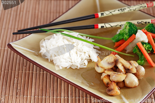 Image of Rice, mushrooms and vegetable