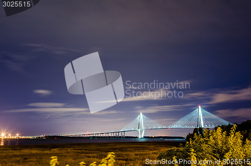 Image of cooper river bridge at night in charleston south carolina