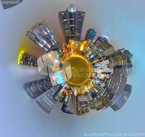 Image of mini planet galaxy of charlotte city skyline nc